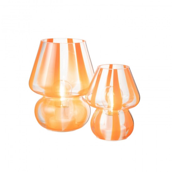 J Line Table Lamp Stripes Glass Transparent Orange Large Table Lights.