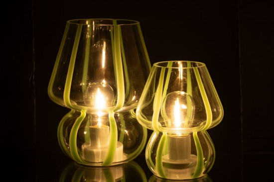 Jline Tischlampe Streifen Glas Transparent Grün Large Lampenfusse Mit Schirmen Tischlampen Tischleuchten Innenleuchten.