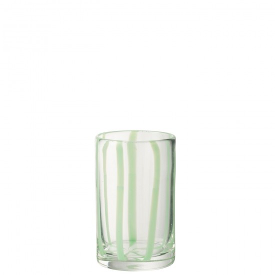 J Line Drinkglas Strepen Glas Transparant Groen drinkglas drinkglazen JO53498.