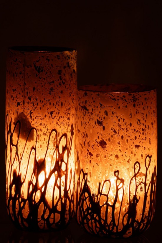 Jline Vase Kerzenhalter Petra Glas Braun Weiss Large Große Vasen hohe Vasen.