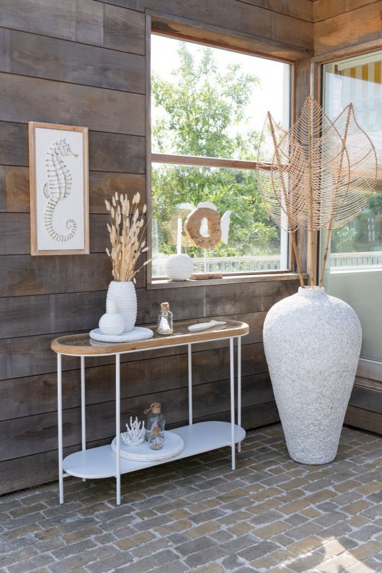 Jline Florero Livy Vidrio Verde Blanco Transparente Grande.