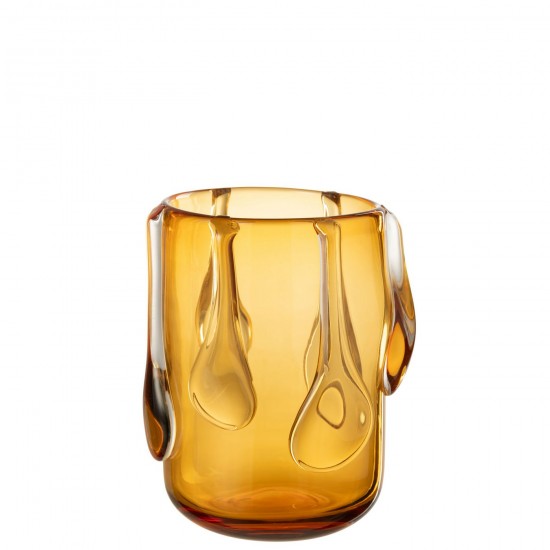 J Line Vaas Drippy Glas Amber Small grote vazen Grote vaas Hoge vazen Hoge vaas JO53565.