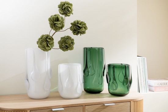 Jline Florero Drippy Green Glass Pequeno.