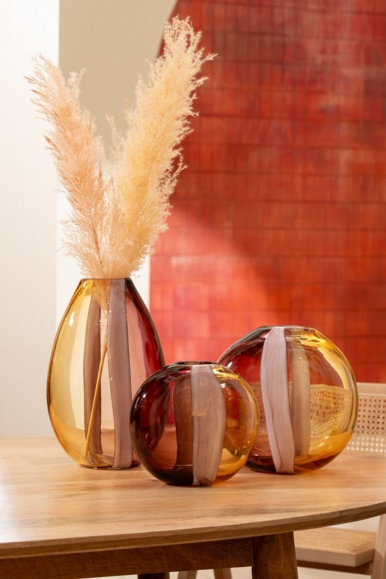 Jline Jarron Arun Vidrio Marron Amarillo Grande.