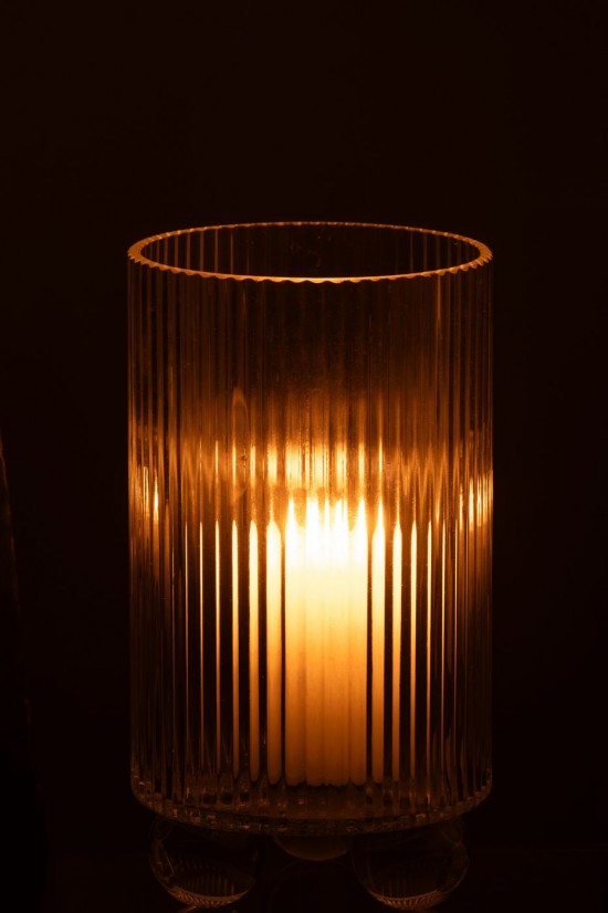 J Line lanternes photophores Jolipa Photophore Clara Verre Transparent Large.