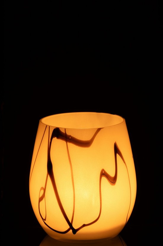 J Line lanternes photophores Jolipa Photophore Effet Fume Verre Blanc Noir.