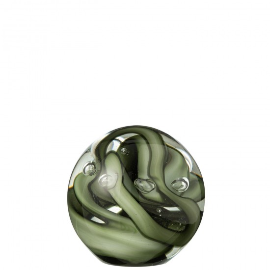 J Line Presse Papier Tornado Rond Glas Transparant Bruin Large papierklemmen JO53648.