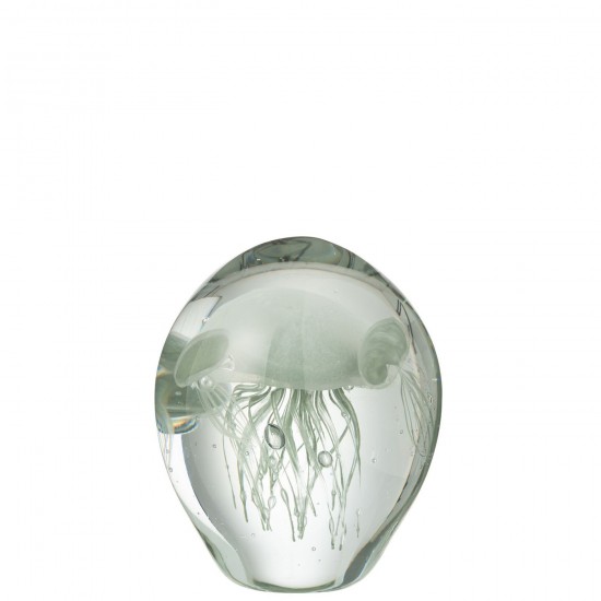 J Line Presse Papier Calypso Glas Transparant Groen Small papierklemmen JO53673.