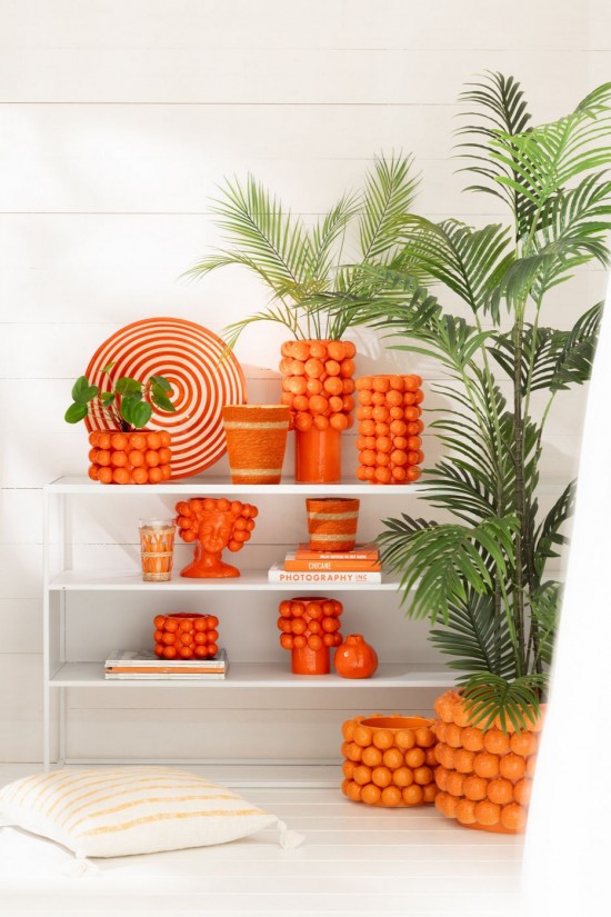 Jline Maceta Naranja Ceramica Naranja Mediano.