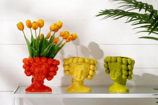 J Line Portavasi Fragole Ragazza Ceramica Rosso Maceta Fresas Chica Rojo Ceramica.