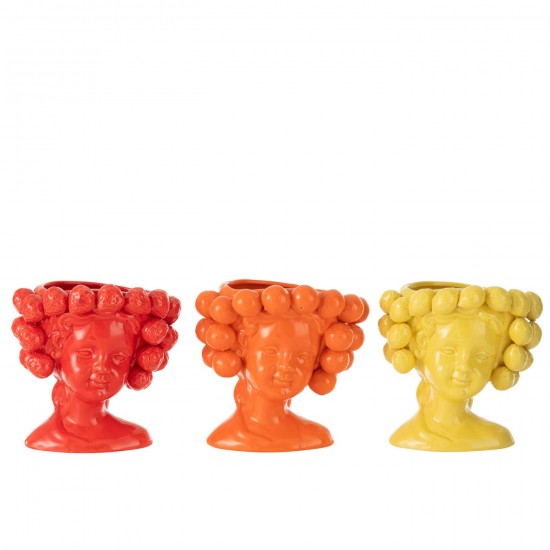 J Line cachepots de fleur Jolipa Cachepot Fraises Fille Ceramique Rouge.