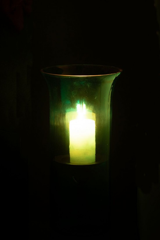 J Line lanternes photophores Jolipa Photophore Tarifa Etroit Verre Azur Medium.