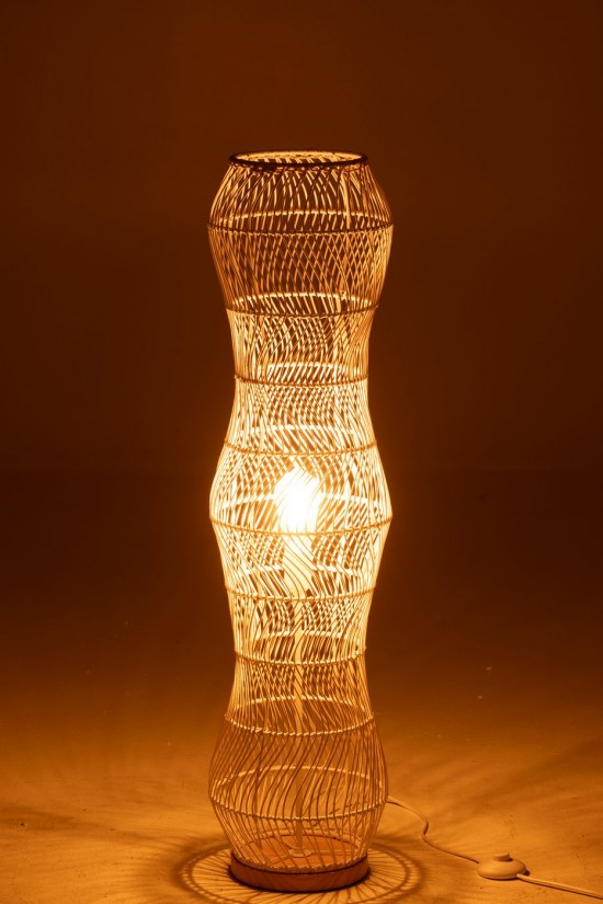 J Line Lampadaires Lampes Raides Debouts Sur Pied De Sol Jolipa Lampadaire Rotin Metal Torsade Blanc.