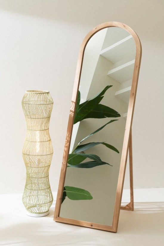 Jline Lámpara De Pie Ratán Metal Enrollada Verde.