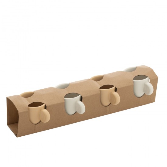 J Line boites Jolipa Boite 4 Tasse Ceramique Creme Blanc.