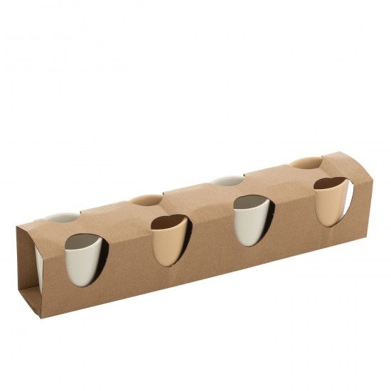 Jline Doos 4 Tassen Keramiek Creme Wit.