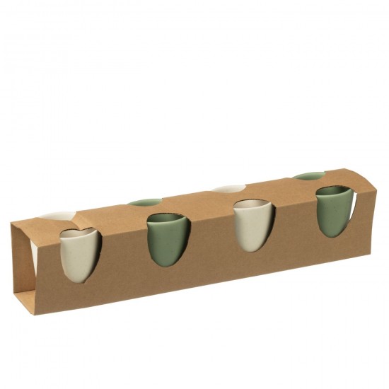 Jline Doos 4 Koffietassen Met Oor Keramiek Groen Wit.