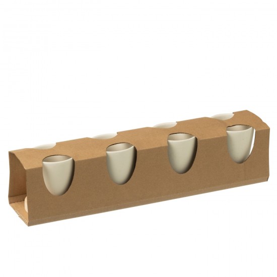 Jline Dose Von 4 Kaffeetassen Basis Holz Keramik Weiss Naturell kaffeetassen.