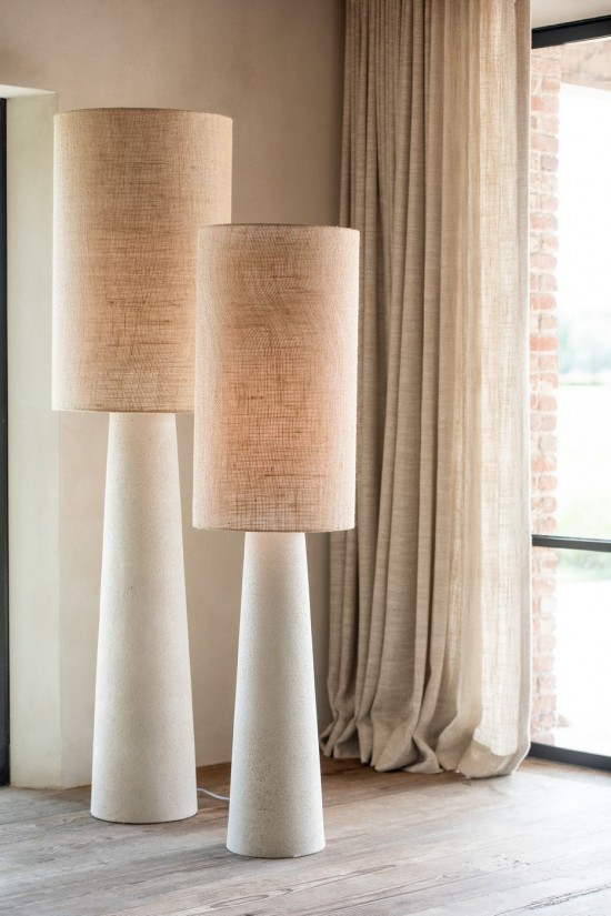 Jline Lámpara Ava Fibra De Vidrio Yute Natural Small.