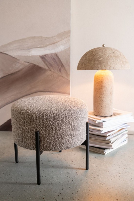 Jline Lampe Cgampignon Papel Mache Beige.