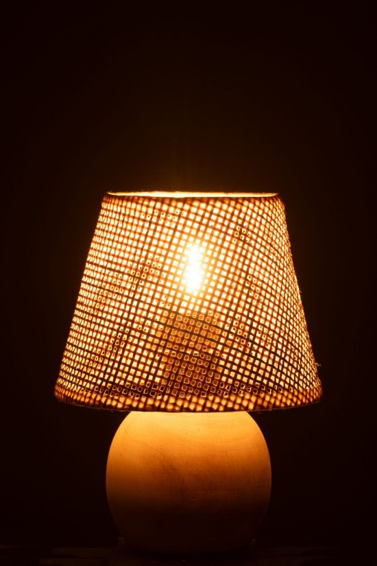 J Line Ampoules Jolipa Lampe Led Bois Torsade Metal Naturel.