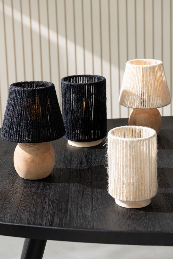 Jline Lámpara Led Cilindro Metal Algodón Negro S.