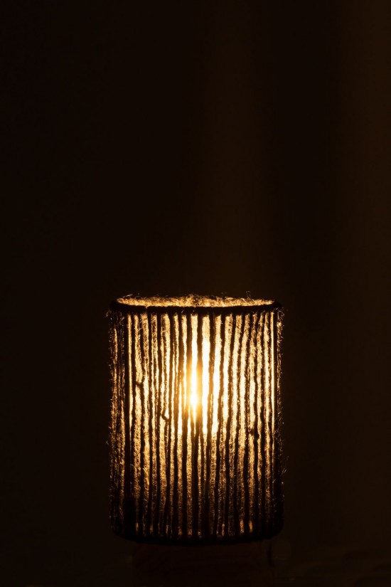 J Line Ampoules Jolipa Lampe Led Cylindre Metal Coton Noir Small.