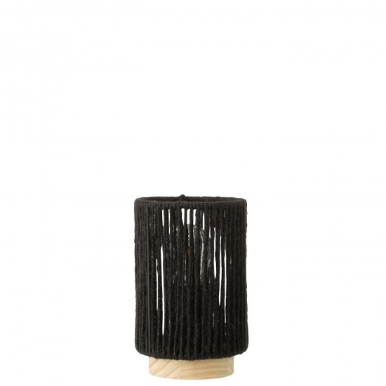 J Line Lamp Led Cilinder Metaal Katoen Zwart Small lampen JO53916.