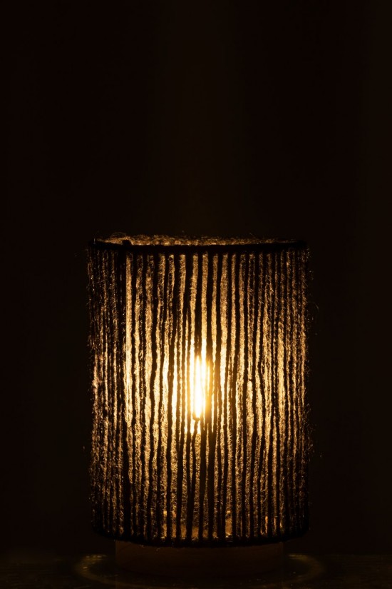 J Line Ampoules Jolipa Lampe Led Cylindre Metal Coton Noir Large.