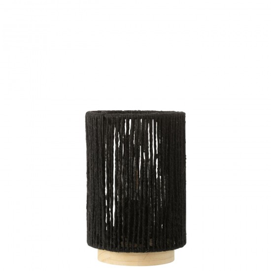 J Line Lamp Led Cilinder Metaal Katoen Zwart Large lampen JO53917.