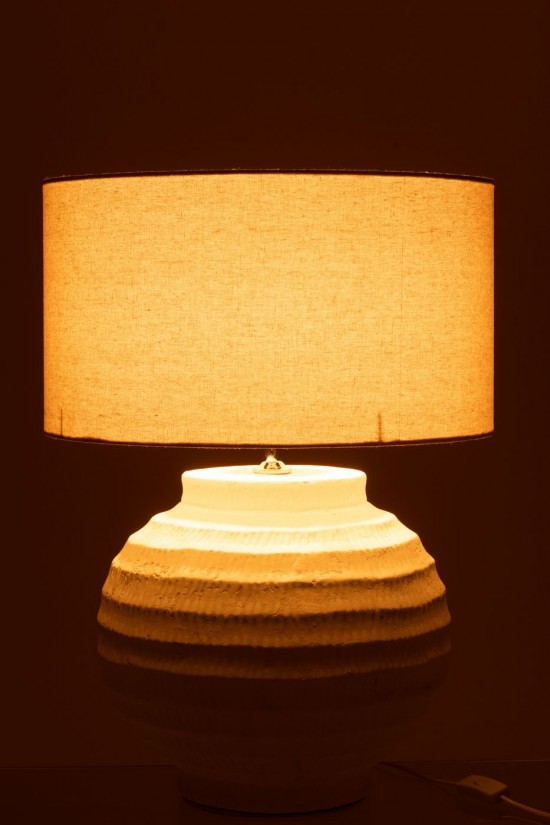 J Line Éclairage Armatures Luminaires D'intérieur Pieds De Lampe Avec Abat Jour Lampes De Table Jolipa Lampe Terracotta Blanc.