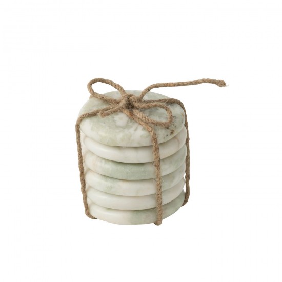 J Line sous verres Jolipa Set 6 Sous Verres Marbre Blanc Vert.
