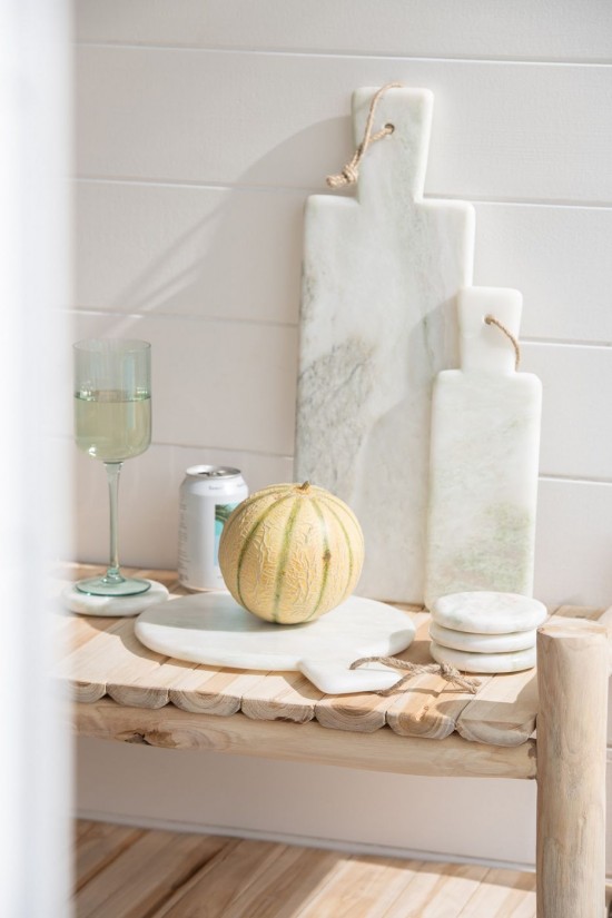 Jline Tabla De Queso Rectángula Mármol Blanca Verde S.