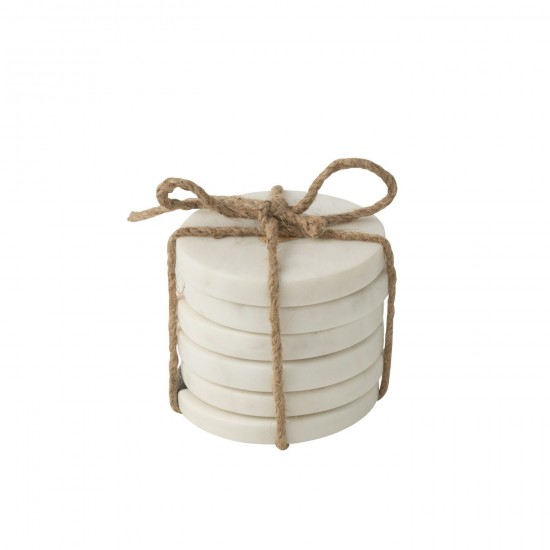 J Line sous verres Jolipa Set 6 Sous Verres Marbre Blanc.