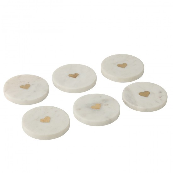 Jline Set Van 6 Onderzetters Marmer Wit.