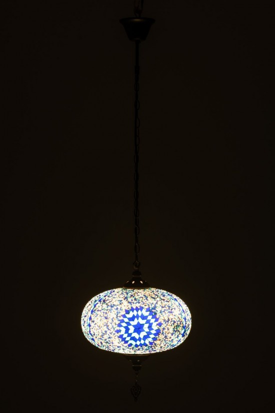 J Line lampes suspendues suspensions pendantes Jolipa Lampe Suspension Mosaique Verre Metal Bleu Large.