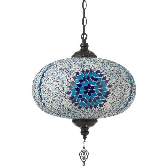 Jline Hanglamp Mozaiek Glas Metaal Blauw Large.