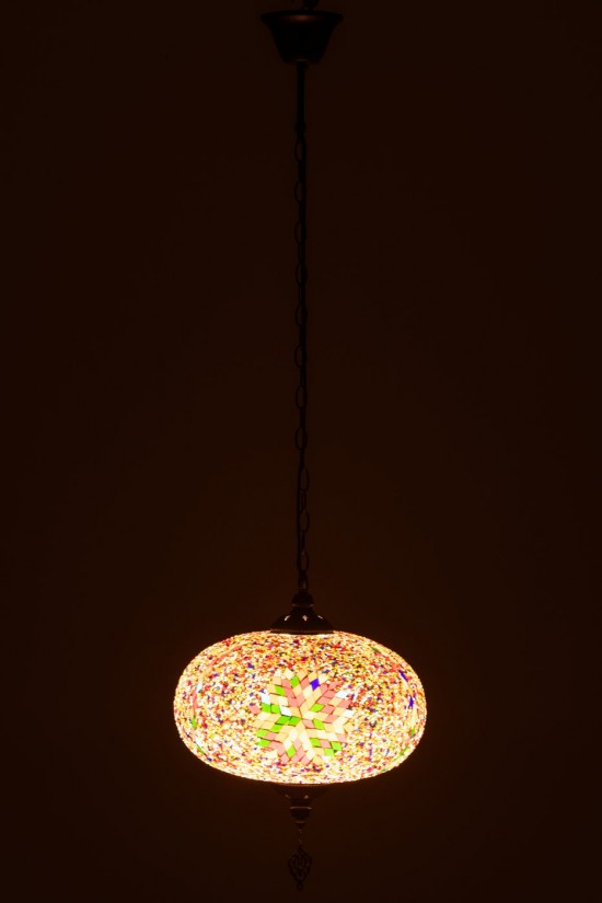 J Line Ampoules Jolipa Lampe Suspension Mosaique Verre Metal Orange Large.