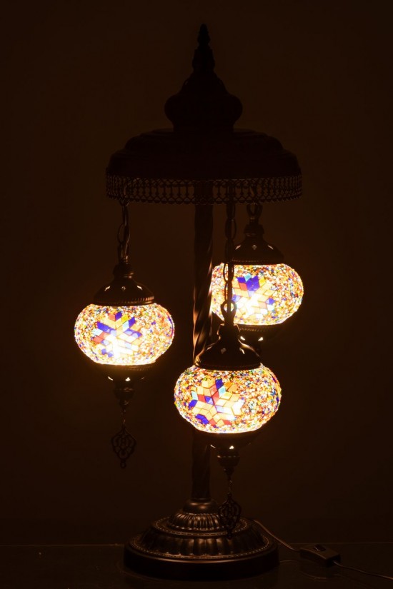 J Line Ampoules Jolipa Lampe Mosaique 3 Ampoules Verre Metal Orange.