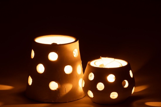 Jline Teelichthalter Ibiza Schmal Ton Glas Weiß t lichthalter teelichtleuchter teelichte.