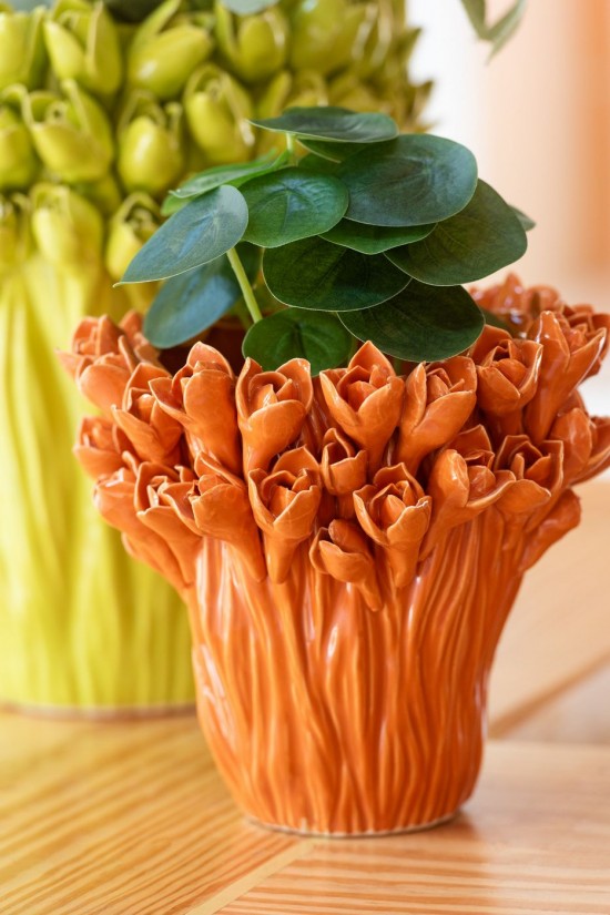 Jline Jarron Ambrosia Ceramica Naranja Mediano.