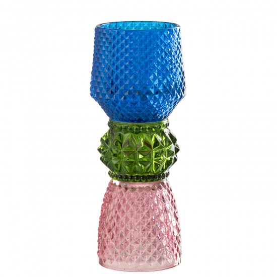 J Line Candleholder Jazzy Glass Mix T theelichten theelichthouders waxinelichten JO54508.
