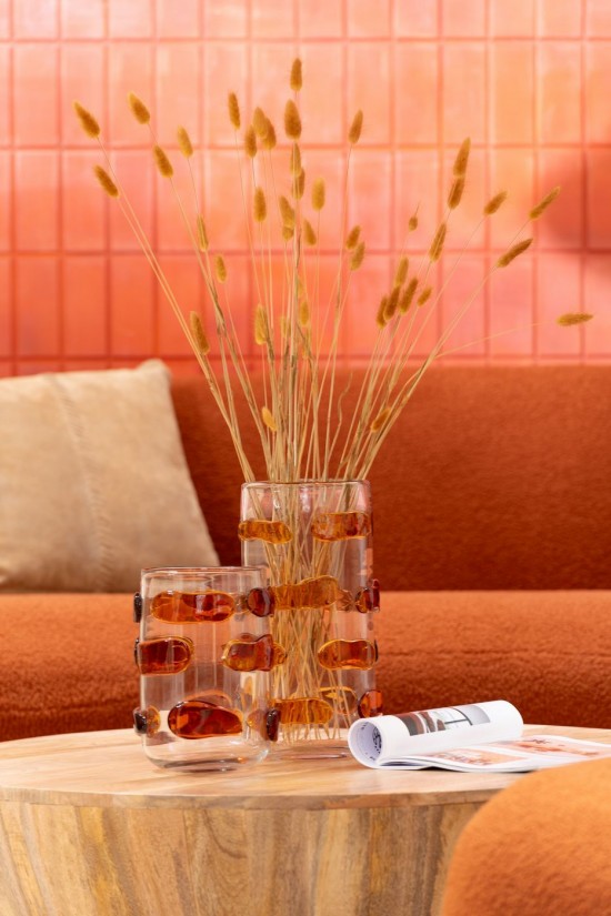 Jline Jarrón Pebbles Vidrio Ámbar Transparente S.