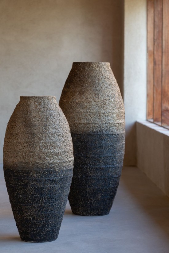 J Line Vase Antique Cement Brown Black Small Vase Antique Cement Brown Black Small.