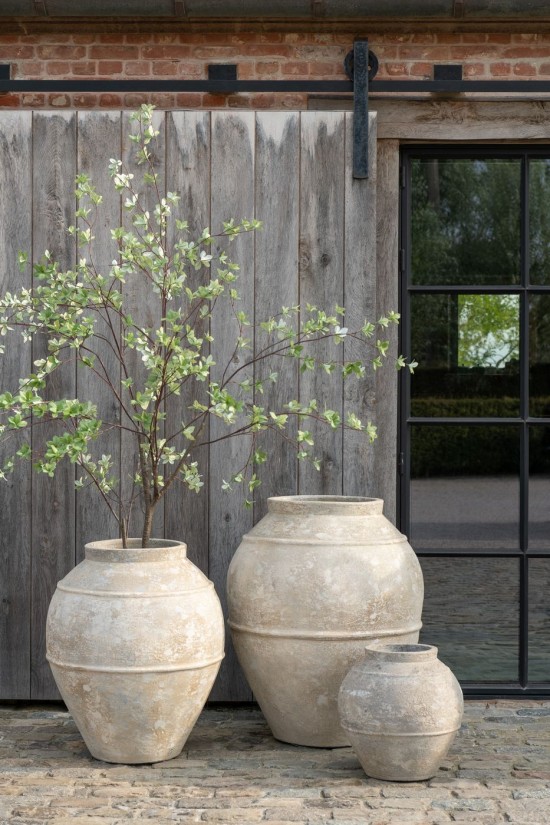 Jline Flowerpot Antique Cement Beige Medium.