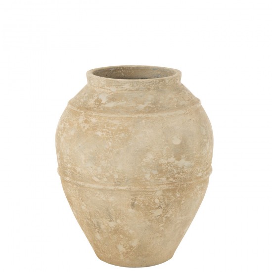 J Line Flowerpot Antique Cement Beige Large bloempotten bloemvaas bloemvazen bloemenvaas bloemenvazen siervaas siervazen bloem JO54581.