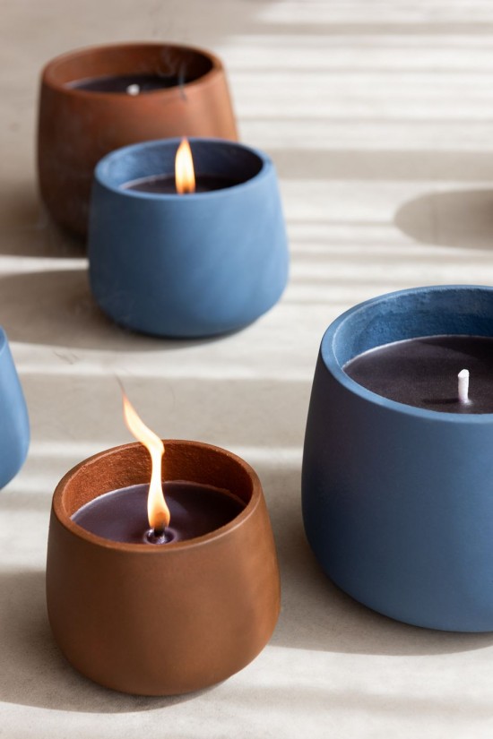 J Line Candela Da Esterno Cyra Cemento Blu Large Vela Exterior Cyra Cemento Azul L.