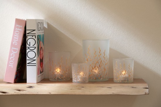 Jline Portavelas Sally Vidrio Naranja Transparente Small.