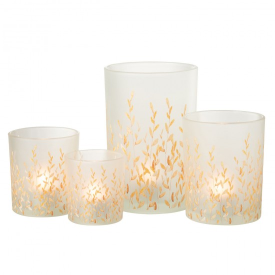 J Line Hurricane Holder Sally Glass Orange Transparent Large tea lights holders.