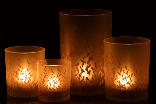 Jline Windlichtter Sally Glas Orange Transparent Large t lichthalter teelichtleuchter teelichte.